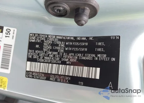 2015 Toyota Sienna Xle 7 Passenger from USA, damaged, VIN 5TDDK3DC8FS095348